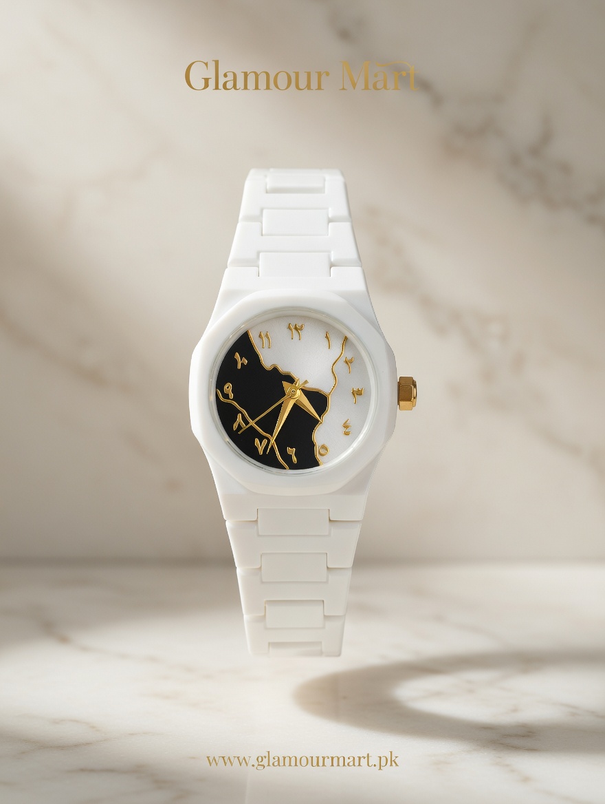 Modern White Dial Watch – Minimal Gold Accent