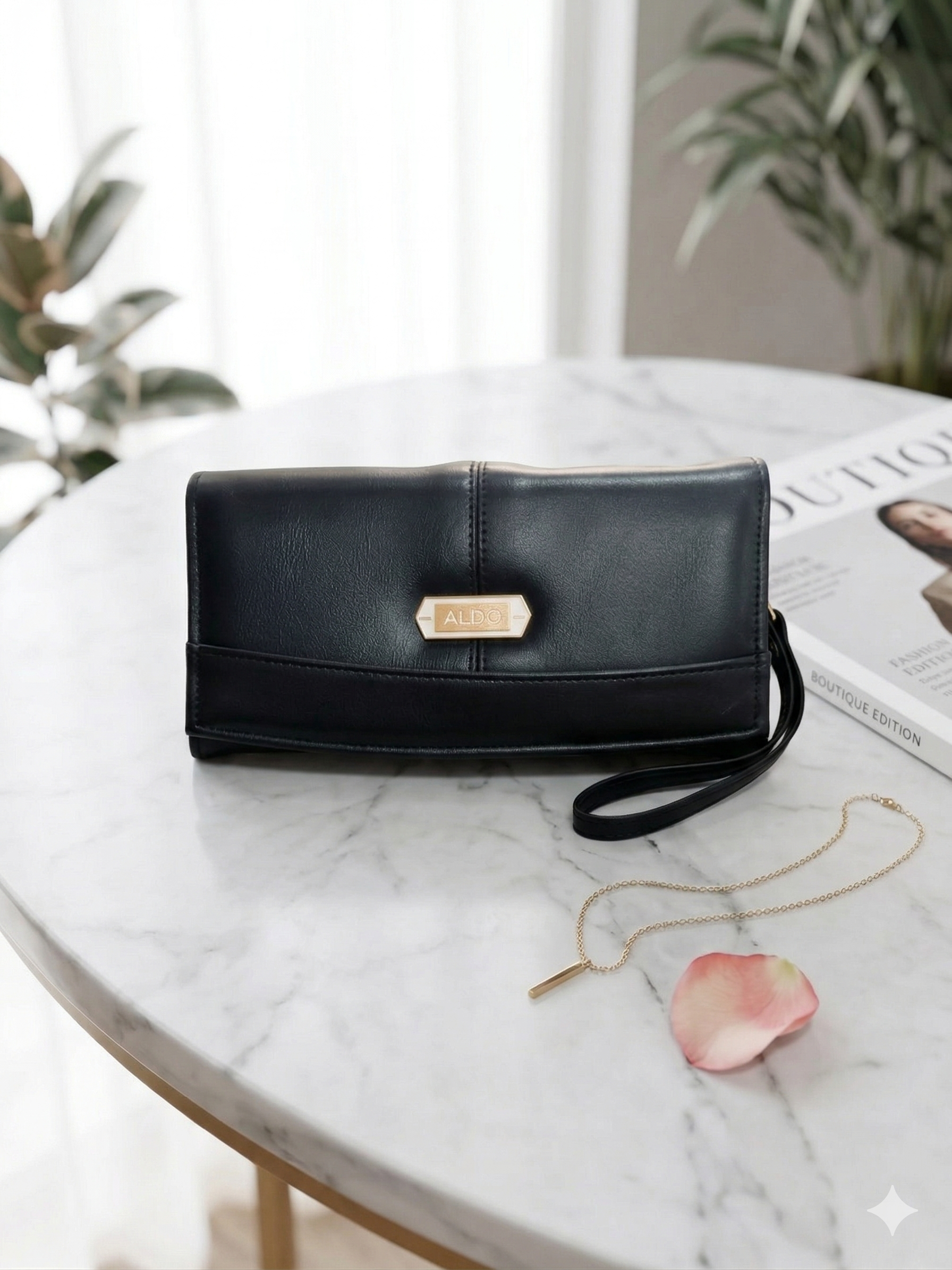 Chic Black Clutch with Gold Accent