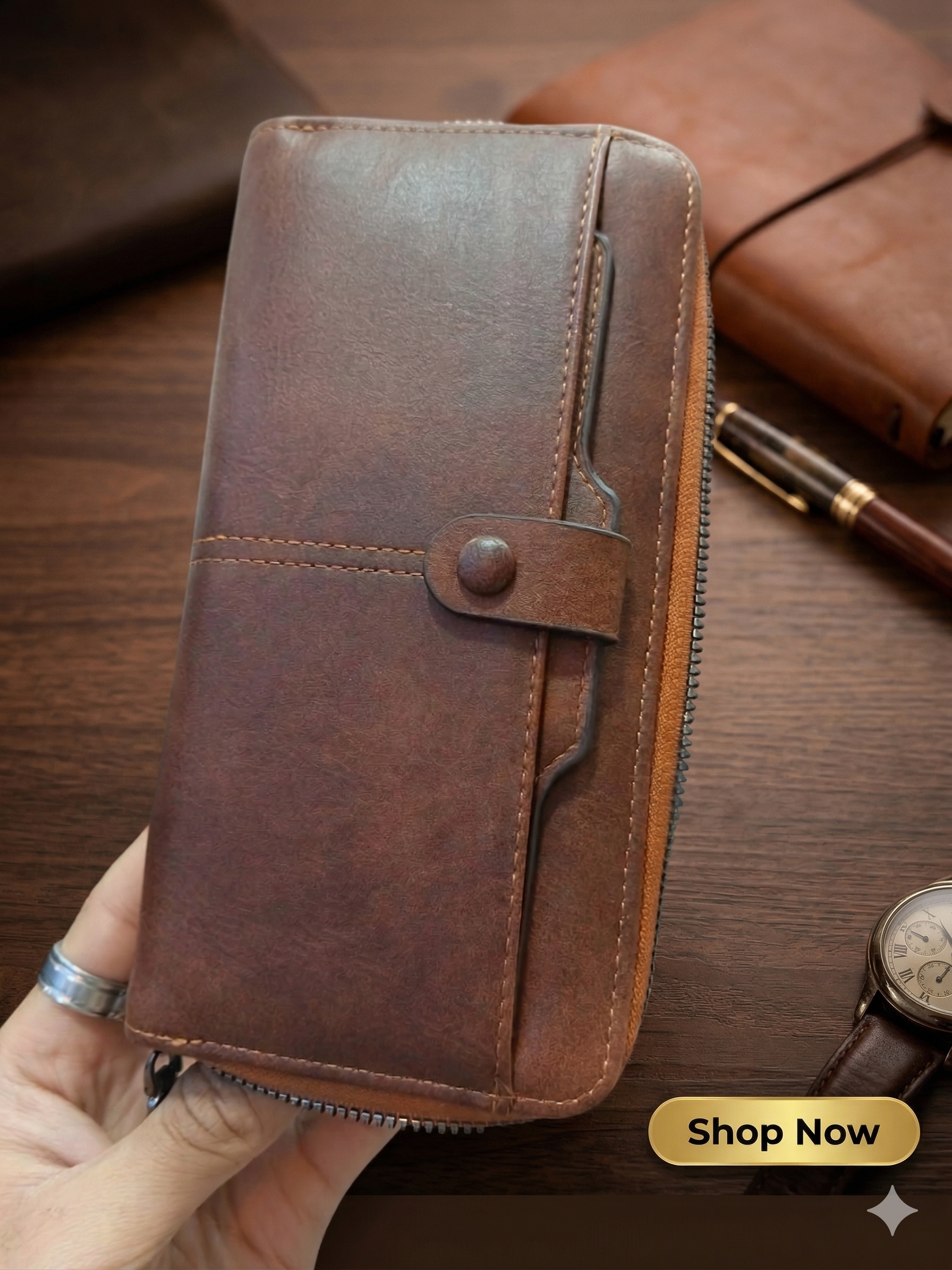 Vintage Zip Organizer Wallet