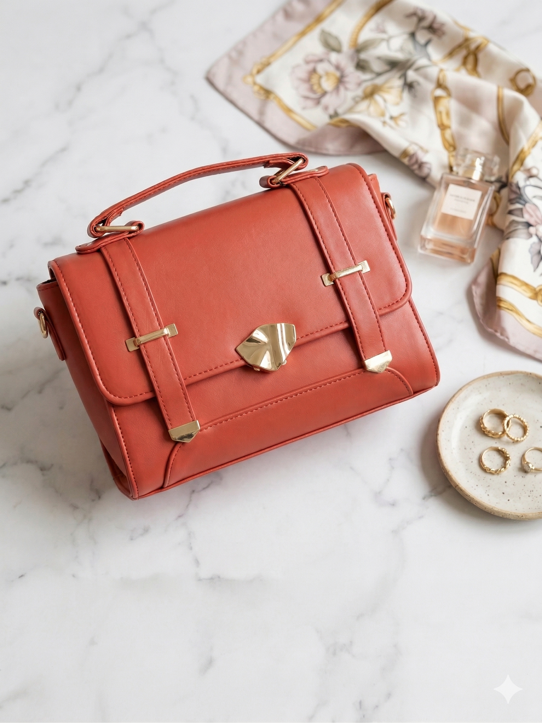 Chic Terra Cotta Satchel Bag