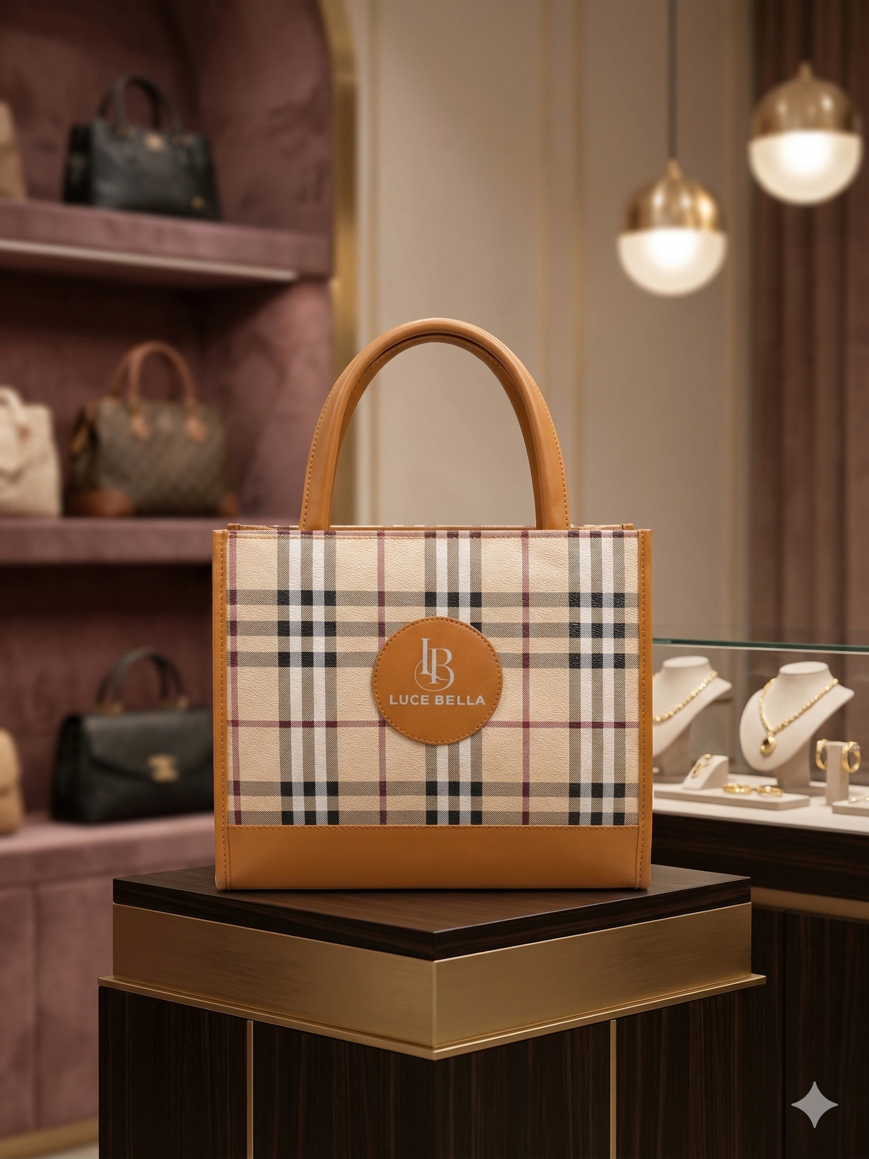 Classic Plaid Top-Handle Bag