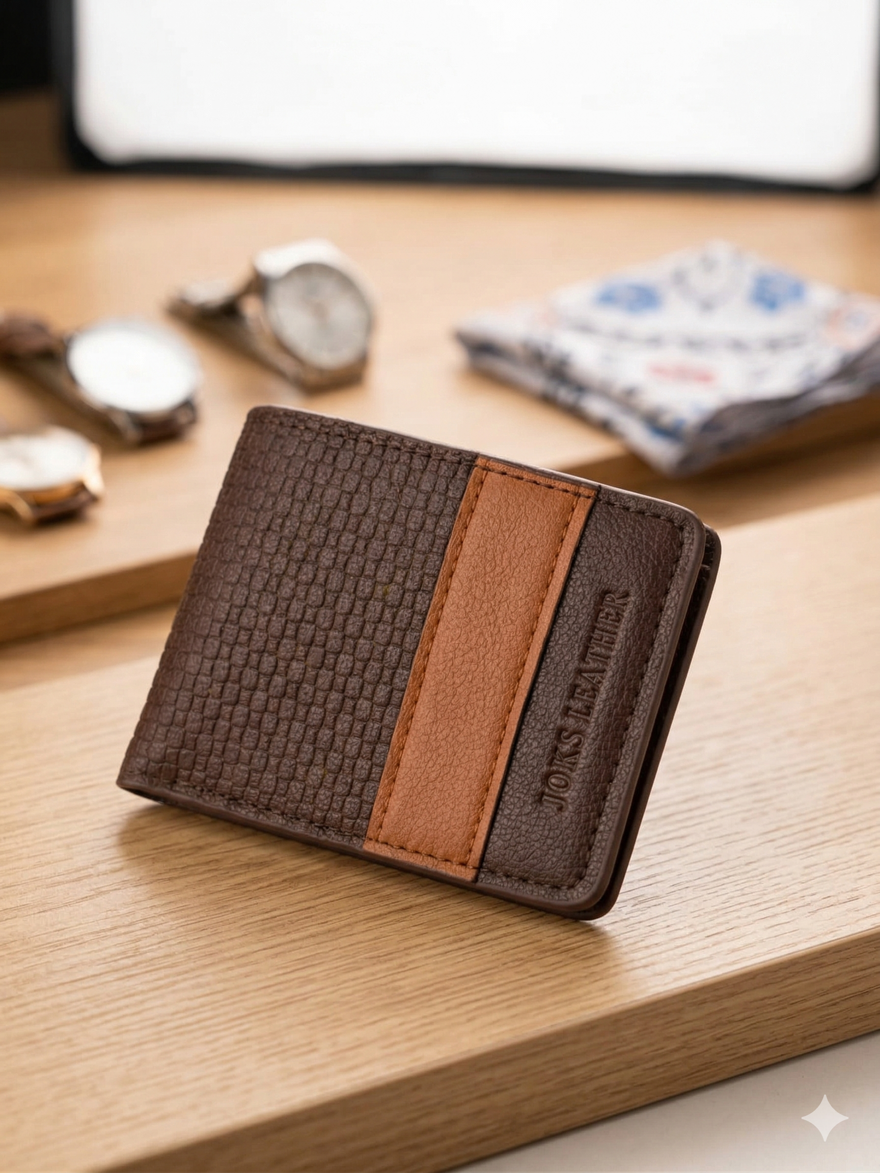 Dual Tone Textured Leather Wallet