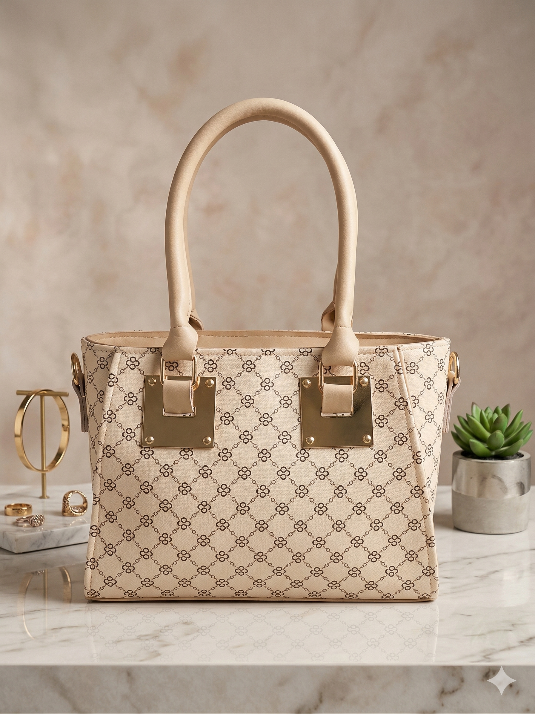 Elegant Monogram Top-Handle Bag