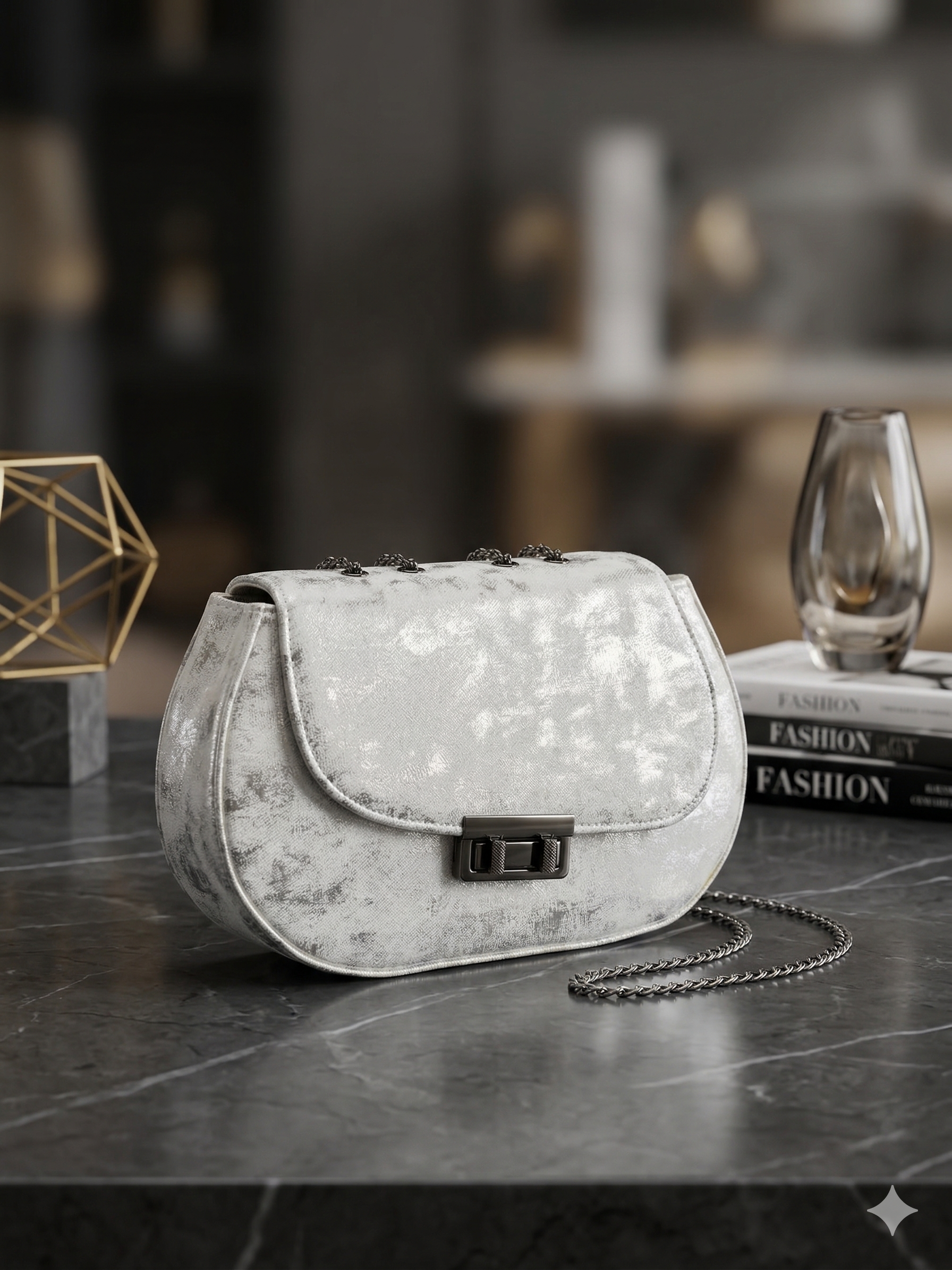 Chic Textured Chain Shoulder Bag