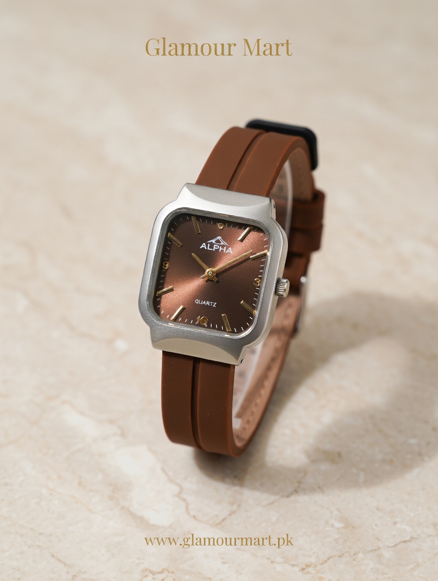 Alpha Classic Square Watch – Brown Edition