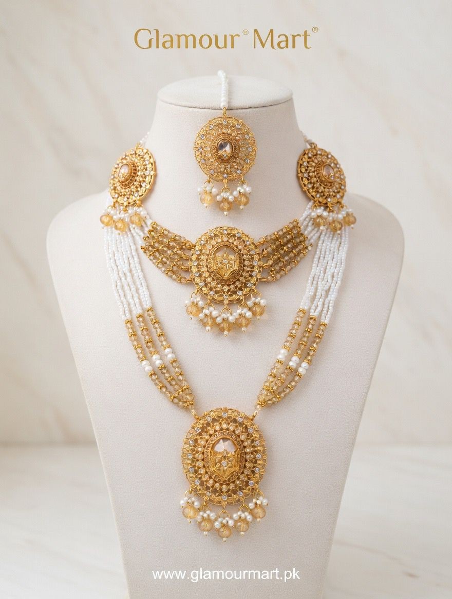 Exquisite Gold Toned Bridal Necklace Set