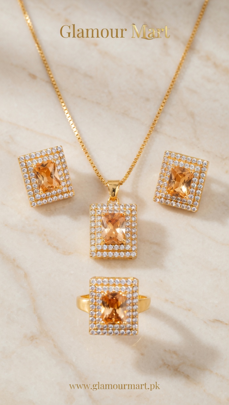 Radiant Square Pendant Set