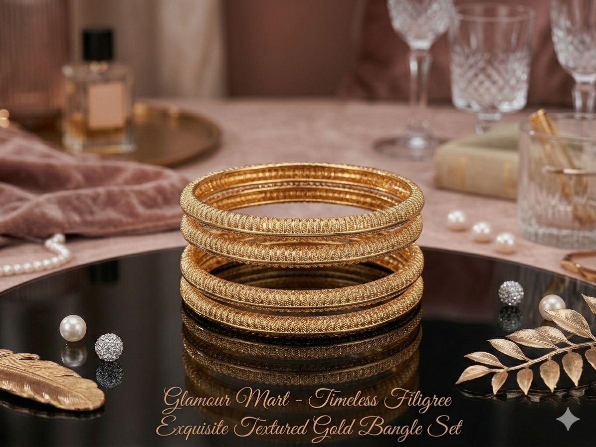 Classic Textured Gold Bangle Set