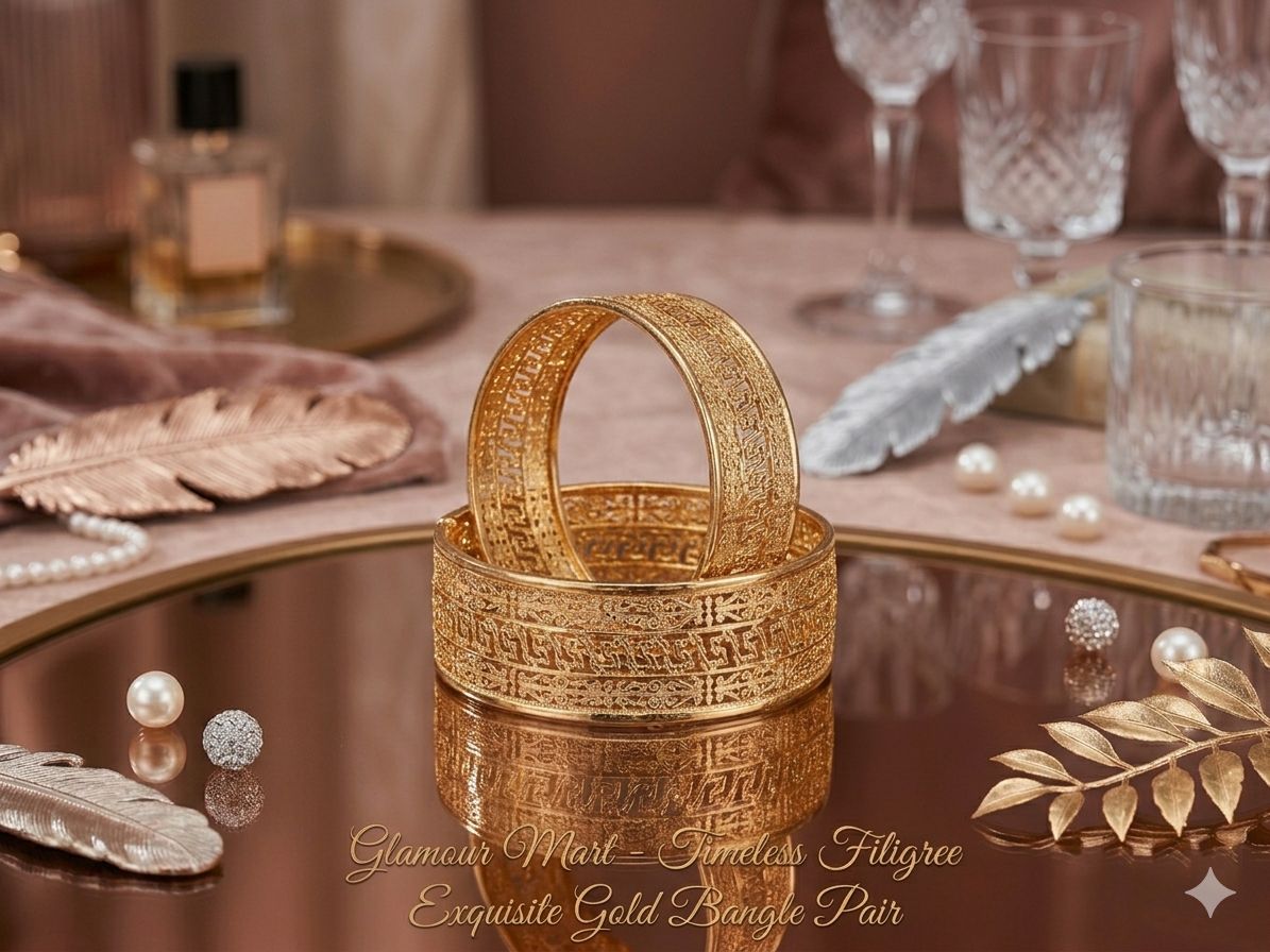 Royal Pattern Gold Bangle Pair