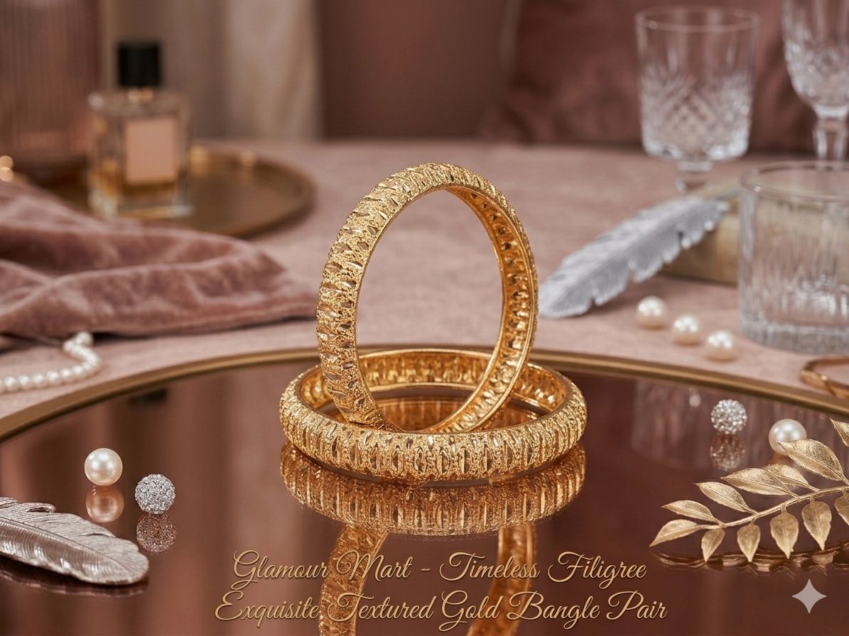 Textured Gold Elegance Bangle Pair