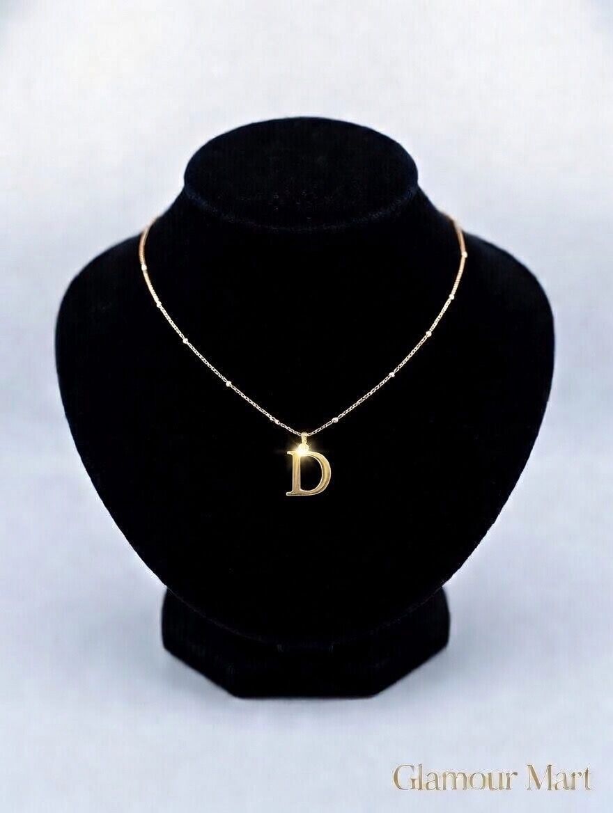 Premium D Initial Gold Necklace