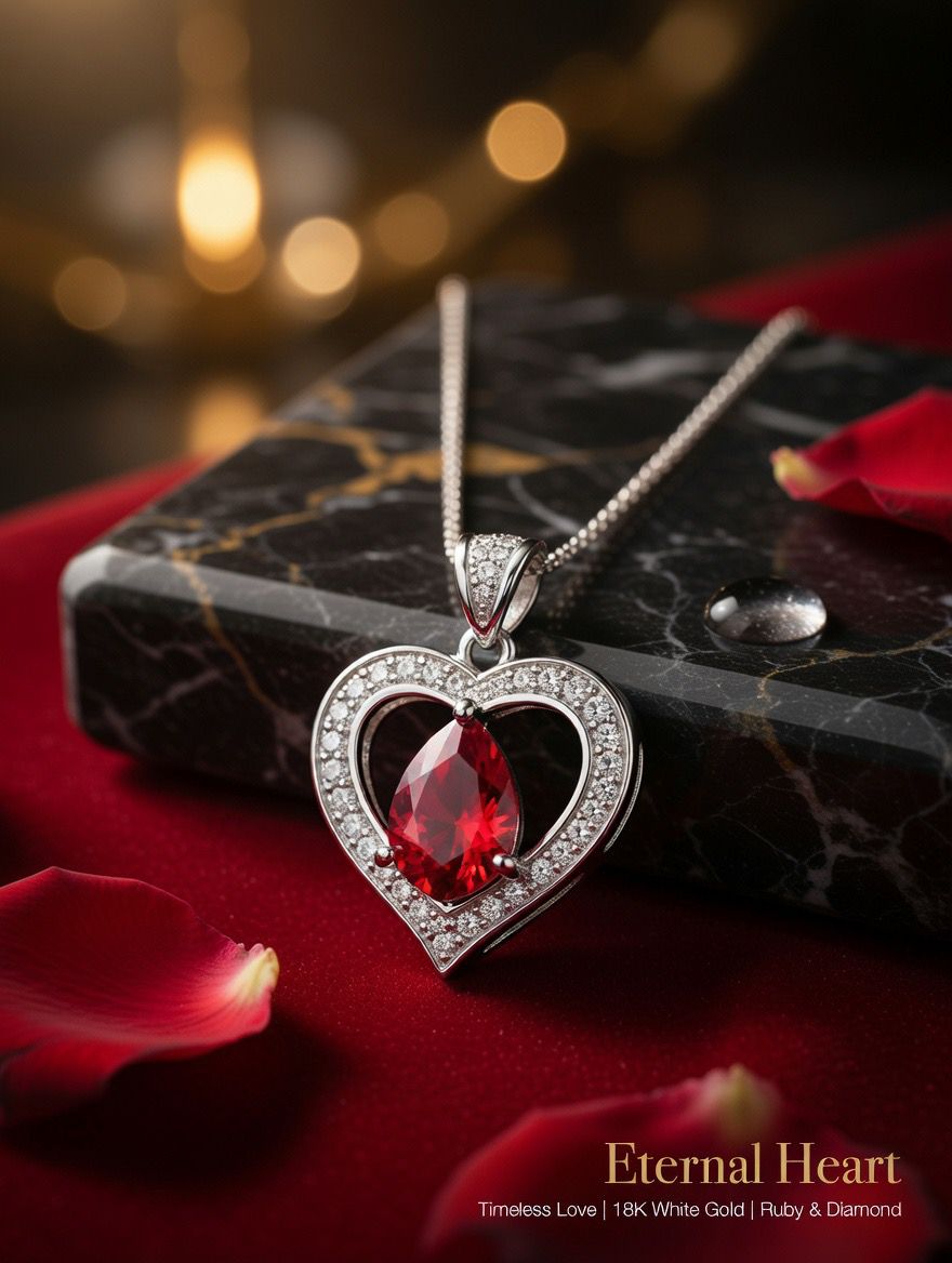Eternal Heart Ruby Crystal Necklace