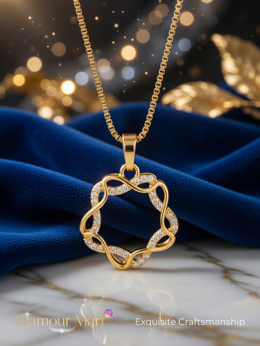 Elegant Infinity Circle Gold Pendant Necklace