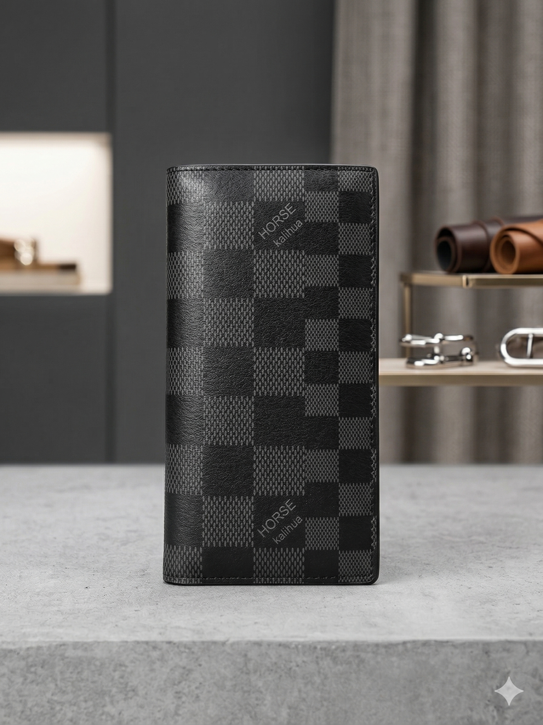 Premium Pattern Long Wallet - Black