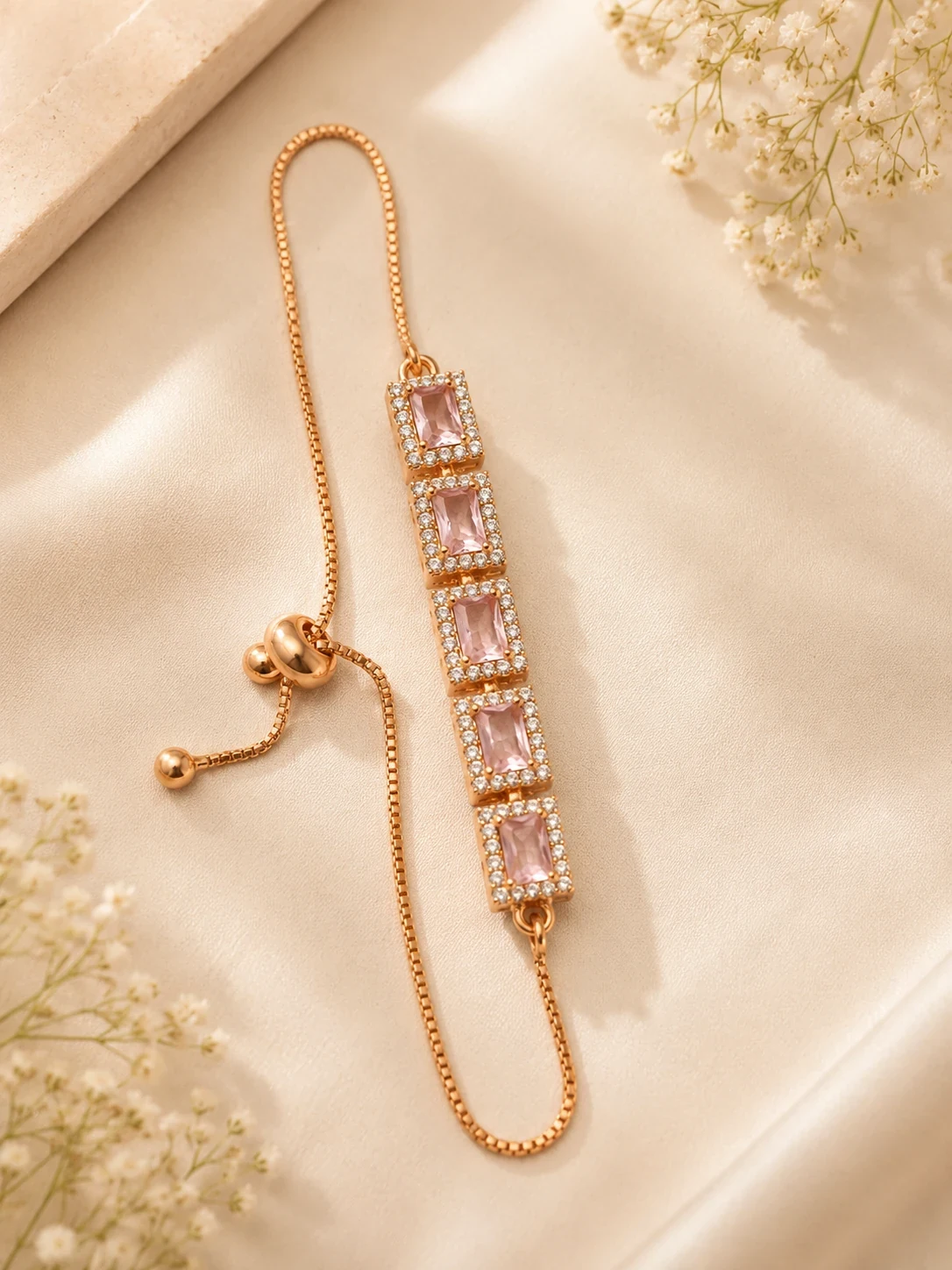 Premium Rose Gold Adjustable Crystal Bracelets