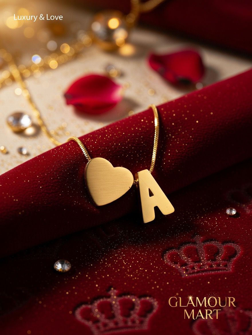 Gold Heart & Initial “A” Necklace